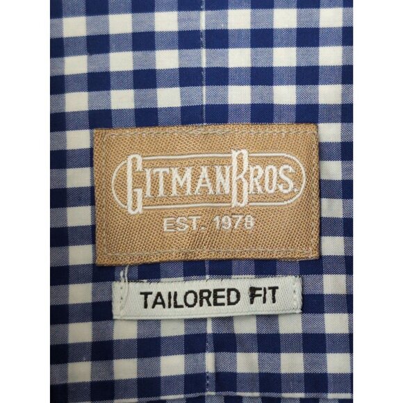 Gitman Bros Button Up Shirt Mens 18 36 Blue Gingham Check Tailored Fit Preppy - Picture 5 of 9